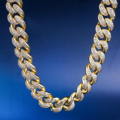 China KRKC&CO Hip Hop Jewelry 12mm 18inch 14k Non-fading Gold Iced Out Cuban Link Cuban Link Chain For Women for sale