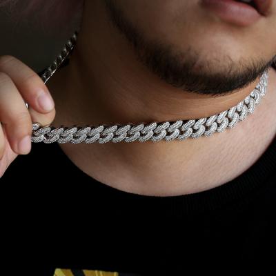 China KRKC&CO Jewelry 16mm 20inch Hip Hop Big Non-fading Miami White Gold Iced Out CZ Cuban Link Chain for sale