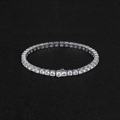 China KRKC&CO Hip Hop Bracelet Men's Jewelry 3MM White Gold 8inch Tennis Bracelet Diamond CZ Tennis Bracelet CLASSIC for sale