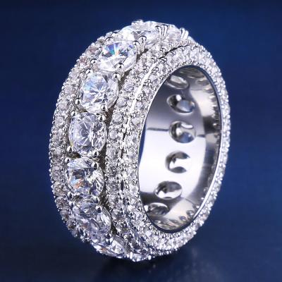 China KRKC&CO Hip Hop Jewelry CLASSIC Men's White Gold Diamond Cubic Zircon Ice Out Hip Hop Ring For Men for sale