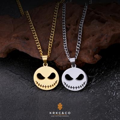 China KRKC Fashion 22inches Non-fading 18k White Gold Plated 316L Stainless Steel Evil Necklace Pendant for sale