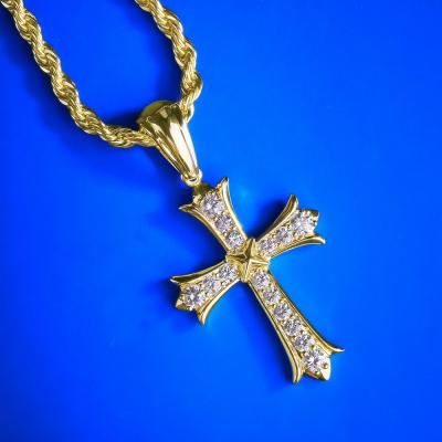 China Wholesale Hip Hop Jewelry KRKC&CO Iced Out CZ Diamond Micro Pave Women Mens Jewelry Hip Hop Cross Cross Pendant for sale