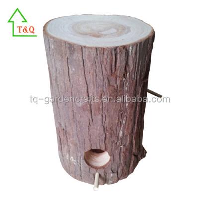 China Viable Round Log Hut Manufacturing Natual Wooden Bird Cage for sale