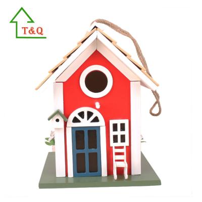 China Sustainable Garden Hanging Red Wooden Bird Houses, Bird Nest, Bird Cages Sale for sale