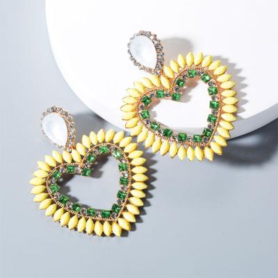 China 2022 new popular chocolate heart earrings with diamonds full Diamond Earrings Women for sale