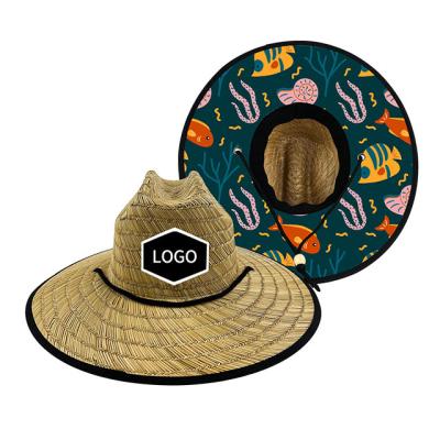 China Custom Image Logo Summer Big Brim Straw Hat Seaside Beach Sun Hat Panama Raffia Straw Cap for sale