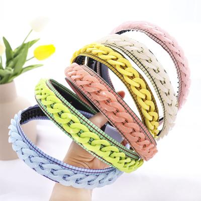 China Other Fashionable Acrylic Chain Hairband Ladies Color Casual Wild Hairpin for sale