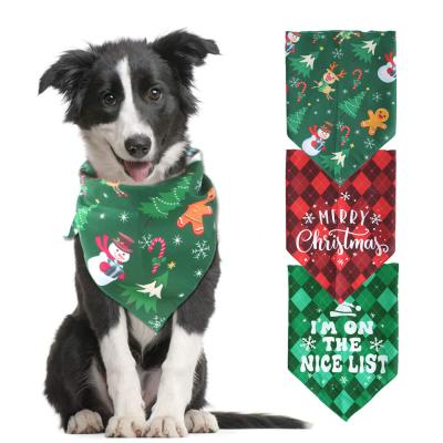 China Christmas Sustainable Style Accessories Classic Pet Plaid Pets Bandanas Dog Bibs for sale