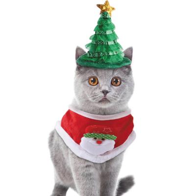 China Viable Dogs Accessories And Cute Pet Cat Pet Christmas Hat Saliva Towel Dog Bandana Pet Winter Clothes Scarf Set for sale