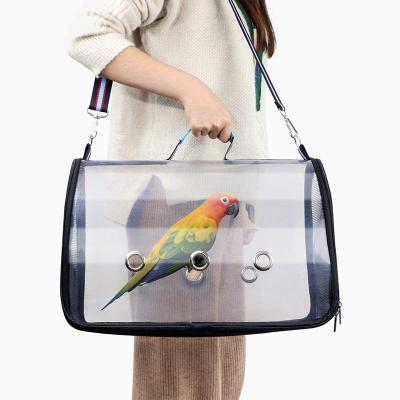 China Bird Parrot Carry Travel Lightweight Pets Carryingirds Fully Transparent Viable Travel Cage Carriers Bag for sale