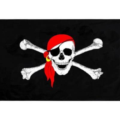 China Advertising Display Banners 90x150 cm Red Pirate Bandana Flag , Jolly Roger Small Flags 3x5 Foot for sale