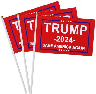 China Donald Trump Hanging 2024 Little Blue America Flags Saves Again America Mini Hand Held Red Flag for sale