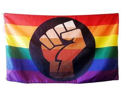 China FLYING Pride Flag 3x5 Stand - LGBT+ Pride Flag with Power Fist, Philadelphia/Philly Pride Flag for sale