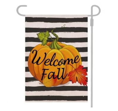 China Fall Yard Flag Watercolor Stripe Pumpkin Garden Hanging Welcome Flag, Lawn Signs For Fall, Small Yard Flag Thanksgiving Fall for sale