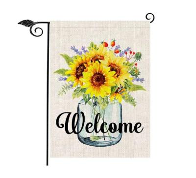 China Hanging Ready To Ship Sunflower Home Garden Flag , Farm Summer Yard Flag Double Sided Vertical Garden Flags for sale