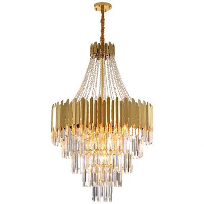 China Hotel Modern Luxury Indoor Post Ceiling Pendant Lamp Hanging Light Chandelier Pendant Light K9 Luxury Crystal Chandeliers And Lamps for sale