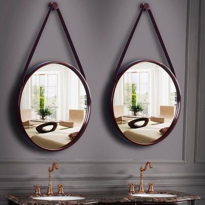 China Hotel Modern Shop Toilet Room Decorative Black Black Hanging Antique Retro Craft Wall Creative Round Bathroom Mirror for sale