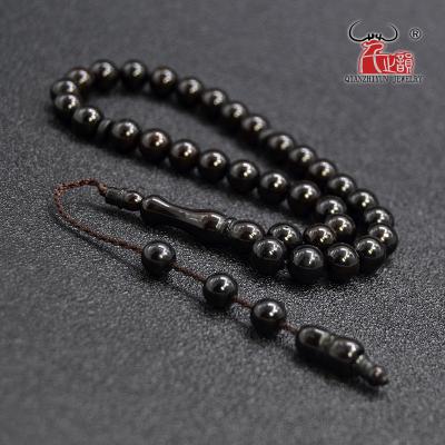 China CLASSIC Handmade High Quality Natural Kuka Rosary Bead 33 Prayer Beads Palm Fruit Dyed Black Bracelet Muslim Islam Tasbih for sale