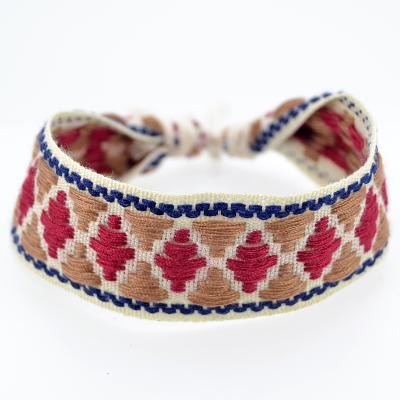 China MZF014 Ethnic handmade friendship woven bracelet with words Argyle Bracelet With Embroidery Texts knitted bracelet texts for sale