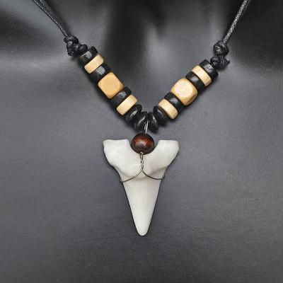 China FY002 Hawaii Maori Tribal New Zealand Men's Handmade Necklace Surfer Jewelry Casual/Sport Imitation Shark Teeth Bone Dangling Choker Women for sale