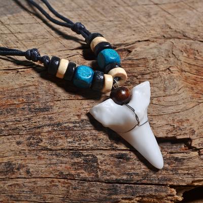 China FY003 Hawaii Maori Tribal New Zealand Men's Handmade Necklace Surfer Jewelry Casual/Sport Imitation Shark Teeth Bone Dangling Choker Women for sale