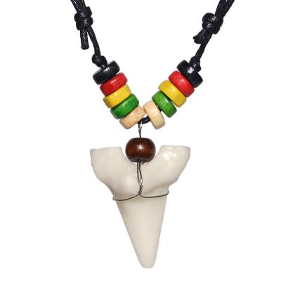 China FY005 Hawaii Maori Tribal New Zealand Men's Handmade Necklace Surfer Jewelry Casual/Sport Imitation Shark Teeth Bone Dangling Choker Women for sale