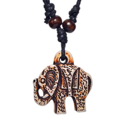 China FX014 Imitation Yak Bone Necklace Amulet Elephant Men's Vintage Choker Africa Retro Tribal Style Pendant Ethnic Jewelry Necklace Amulet Gift for sale