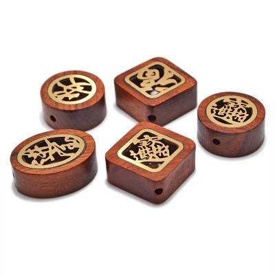 China Vintage MZ301 Nepal Inlaid Rosewood Copper Beads Handmade Metal Hollow Out Gold Bead Antique For Jewelry Making DIY Bracelet Necklace for sale