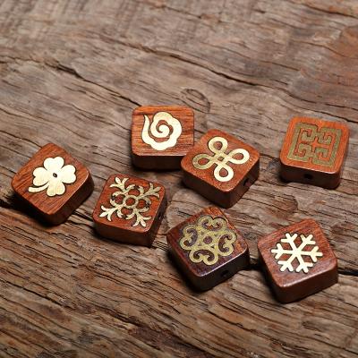 China Vintage MZ101 Nepal Inlaid Handmade Gold Rosewood Copper Beads Metal Inlay Bead Antique For Jewelry Making DIY Bracelet Yoga Necklace for sale