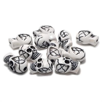 China FZ001 Vintage Imitation Antique Bone Beads Skull Beads For Halloween Jewelry Resin Skull Beads Are Used In Bracelet Necklace Making for sale