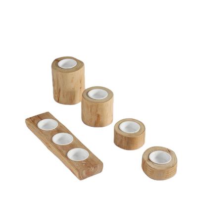 China Weddings Natural Wood Candle Holder Tealight Holder For Home Decor Wedding Party Table Top Candlesticks Candle Holder for sale