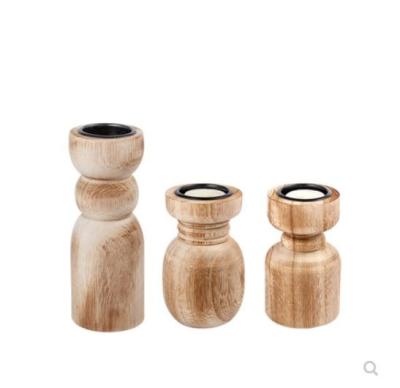 China Weddings Natural Wood Candle Holder For Home Decor Wedding Party Table Top Candlesticks Candle Holder for sale