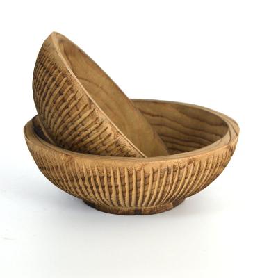 China Sustainable Round Table Unfinished Wood Bowl Wooden Bowl For General Purpose for sale