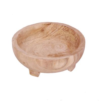 China Sustainable Round Table Unfinished Wooden Bowl Footed Wood Bowl For General Purpose for sale