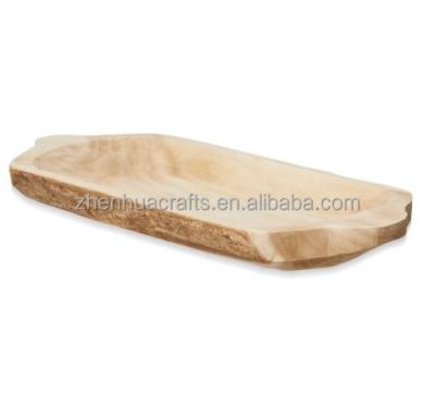 China Natural Wooden Trays And Platters Unfinished Wooden Serving Trays Part Plates Bar Dish Wooden Trays for sale