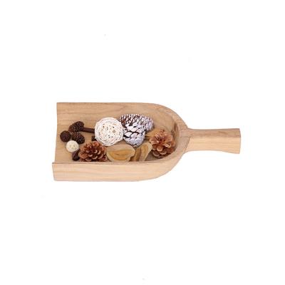 China Natural Wood Handled Serving Tray Handmade Natural Wood Wooden Scoop Solid Wood Tray for sale