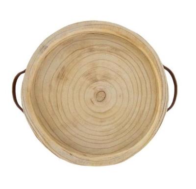 China Handmade Natural Solid Wood Natural Wooden Log Food Fruit Serving Tray Tray for sale