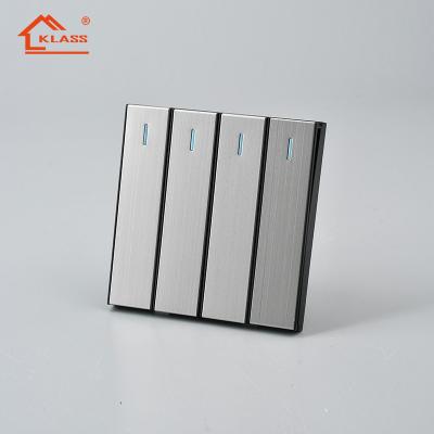 China British Standard Stainless Steel 4 Gang 1 Way 2 Way Indoor Wall Light Switch For Hotel Home Restaurant for sale