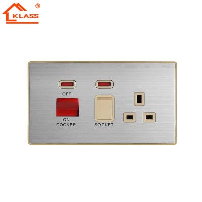 China 220V / Multipurpose Residential Stainless Panel Kitchen Wall Mounted Power Socket By Switch Control With Led Indicator Light for sale