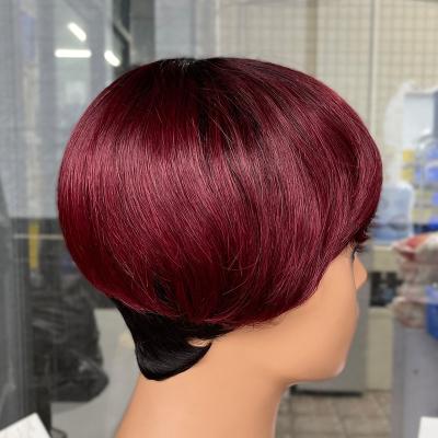 China Cheap Straight 99j 13x4 Pixie Lace Front Wigs With Baby Hair, Non Pixie Cut Short Lace Frontal Wig, Bob Hair Pixie Wig for sale