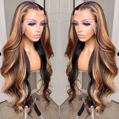 China Tangle Free And Shed Free Cheap Highlight Lace Front Hair Wig Body Wave, Body Wave Lace Front Wig With Highlight, Highlight Closure Wig for sale