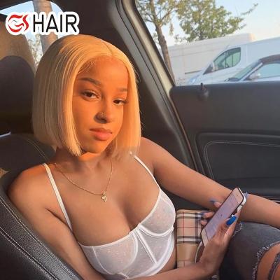 China Bob Best Selling 613 180 Density Bob Wig Human Hair, Blonde Cuticle Aligned Bangs Wig, Bob Brazilian Hair Wig for sale