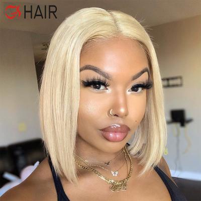 China Brazilian Short Bob Remy Straight Lace Front Human Hair Wigs 613 Lace Frontal Wig For Black Women for sale