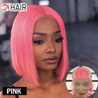 China Wholesale Raw Short Bob Cut Wigs Remy Blue Red Gray Green Ombre Brazilian Youth Virgin Hair Color Pink Distributor Simple Bob Lace Front Wigs Human Hair for sale