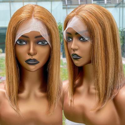 China Tangle Free And Shed Free Raw Color Hair 100%, 8 Inch Ombre Hair Full Lace Wig Ombre Lead Wig With Bang for sale