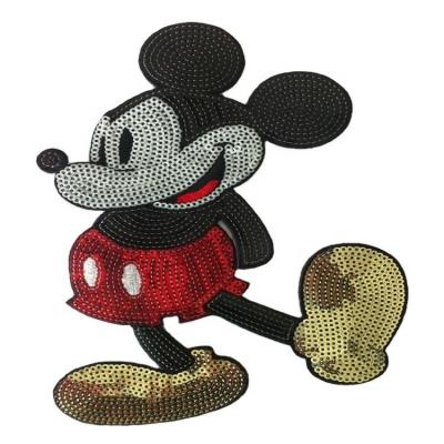 China Sustainable Character Mouse Classic Sequin Embroidered Iron On Patch for sale