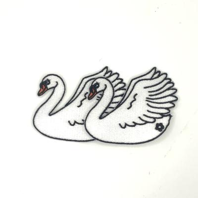 China Viable Custom Design Swan Embroidery Iron On Patch For Apparel for sale