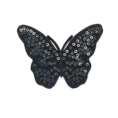 China Handmade Custom Butterfly Embroidery Sequined Iron On Embroidered Patch For Apparel for sale