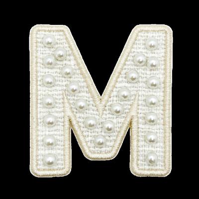 China Handmade Custom Letter Bead Beaded Applique Iron On Patches For Clothing for sale