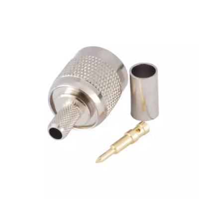 China Brass Yonghao TNC Male Plug RF Coax Connector Crimp RG58,RG142,RG400,LMR195 Straight Nickelplated for sale